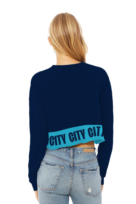 Manchester City Women Blue Cropped Crew Neck With Color Block - Vive La Fête - Online Apparel Store