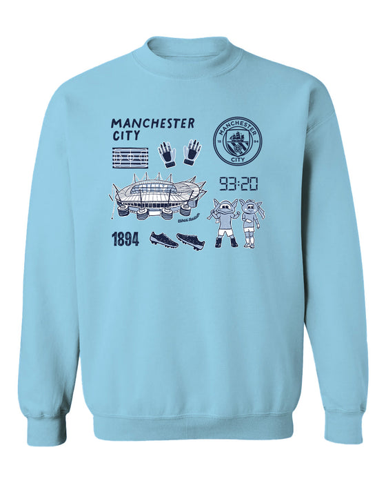 Manchester City Womens Light Blue Cotton Crewneck Pullover Sweatshirt