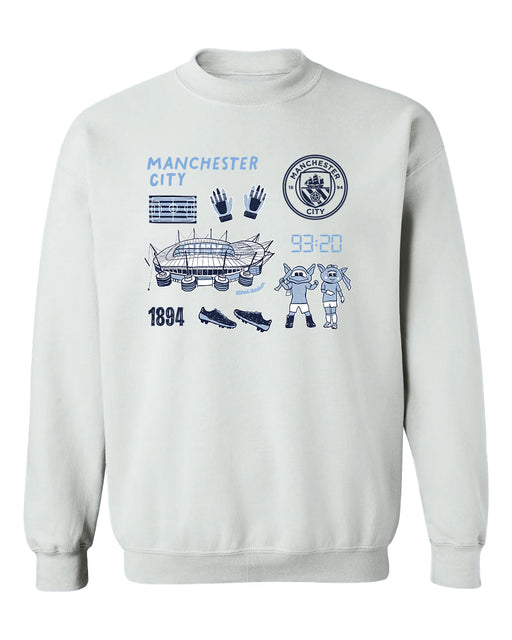Manchester City Womens White Cotton Crewneck Pullover Sweatshirt
