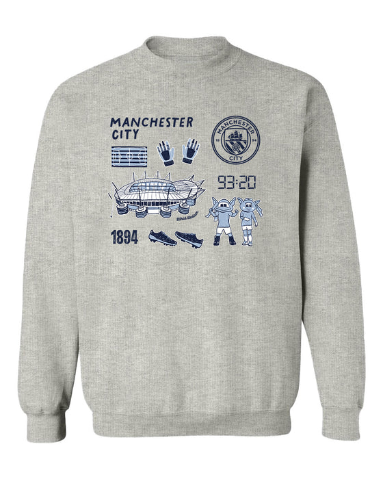 Manchester City Womens Grey Cotton Crewneck Pullover Sweatshirt