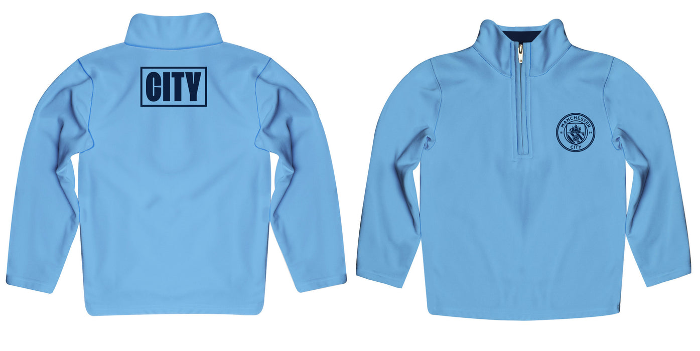 Manchester City Logo Women Light Blue Quarter Zip Pullover - Vive La Fête - Online Apparel Store