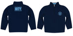 Manchester City Logo Women Blue Quarter Zip Pullover - Vive La Fête - Online Apparel Store