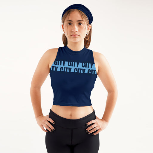 Manchester City Women Blue Sleeveless Croptop  With Color Block