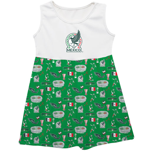 Mexico National Soccer Team Girls Repeat Print Impressions Green Sleeveless Tank Dress