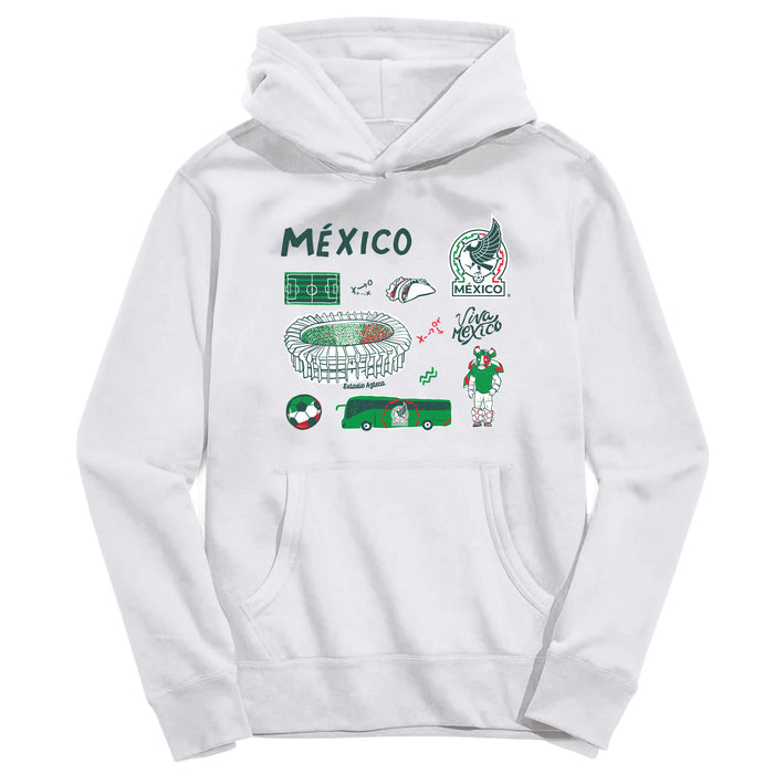 Mexico National Soccer Team Youth White Pullover Cotton Hoodie