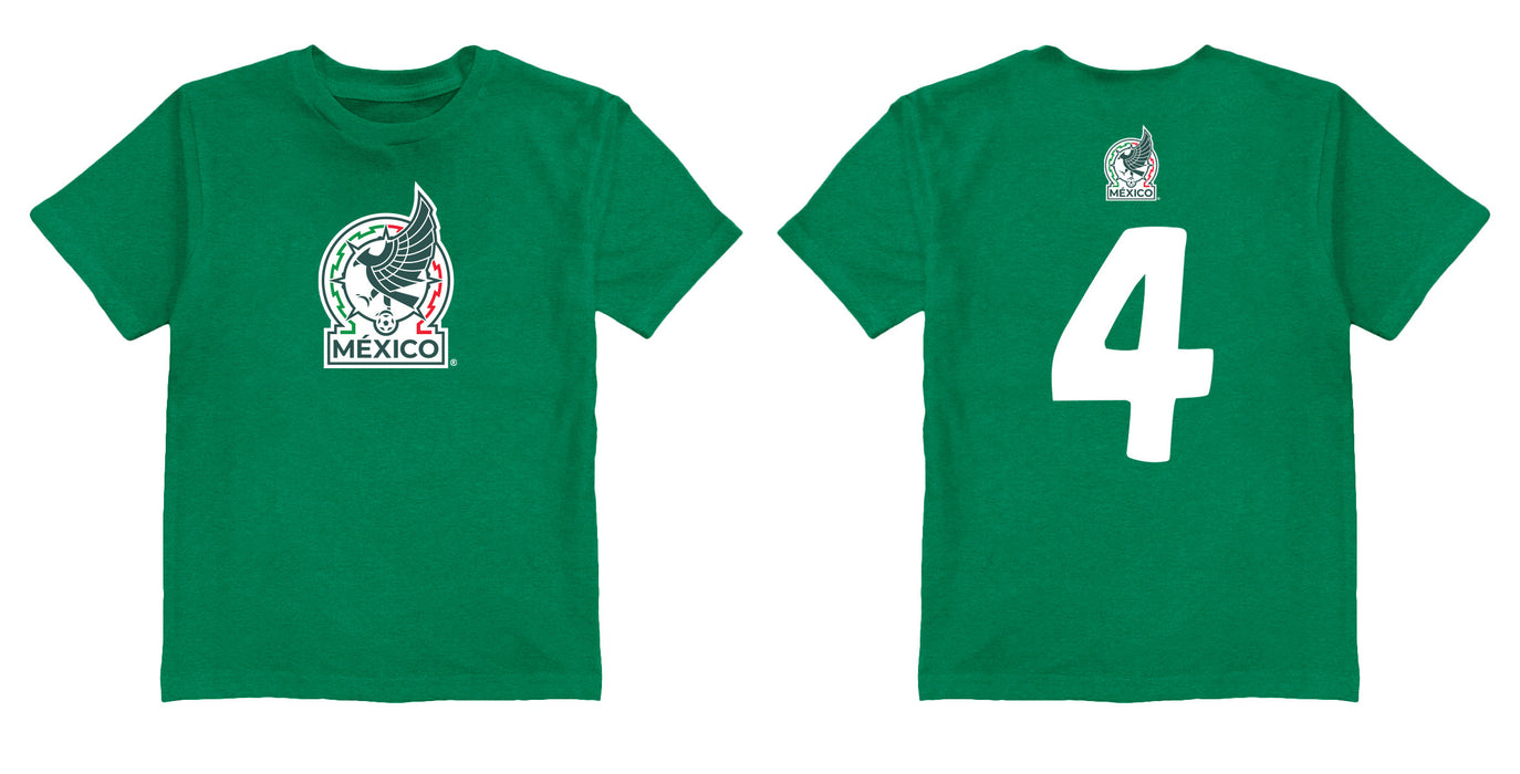 Mexico National Soccer Team Impressions Artwork Green Youth Cotton T-Shirt - Vive La Fête - Online Apparel Store