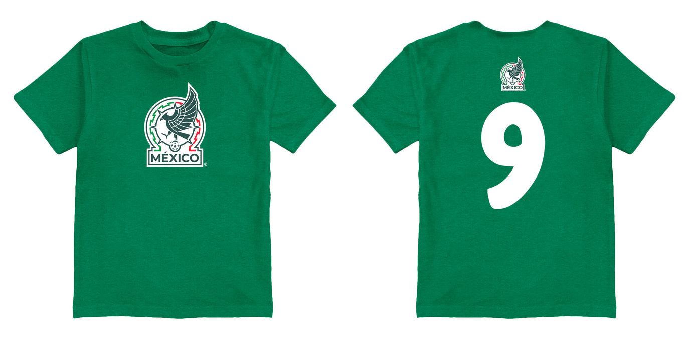 Mexico National Soccer Team Impressions Artwork Green Youth Cotton T-Shirt - Vive La Fête - Online Apparel Store