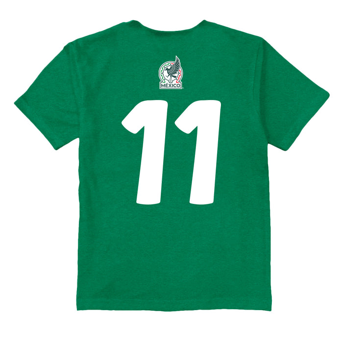 Mexico National Soccer Team Impressions Artwork Green Youth Cotton T-Shirt - Vive La Fête - Online Apparel Store