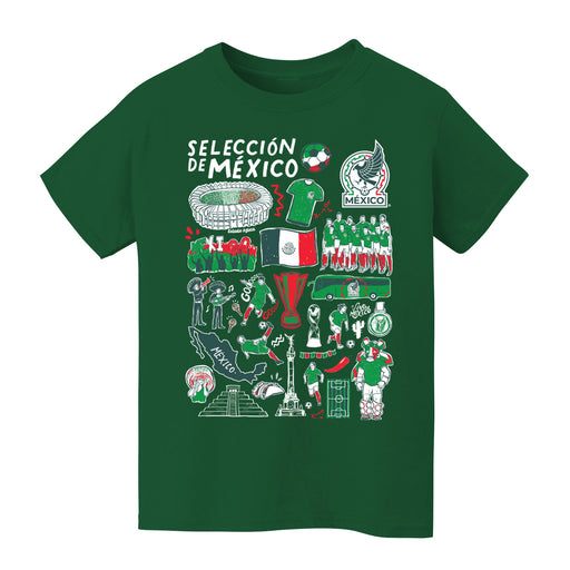 Mexico National Soccer Team Impressions Artwork Boys Green Cotton Short Sleeve Tee