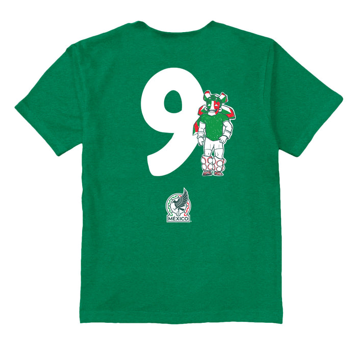 Mexico National Soccer Team Impressions Artwork Green Youth Cotton T-Shirt - Vive La Fête - Online Apparel Store