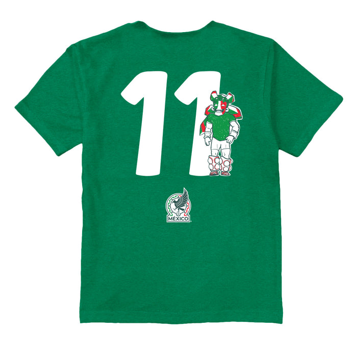 Mexico National Soccer Team Impressions Artwork Green Youth Cotton T-Shirt - Vive La Fête - Online Apparel Store