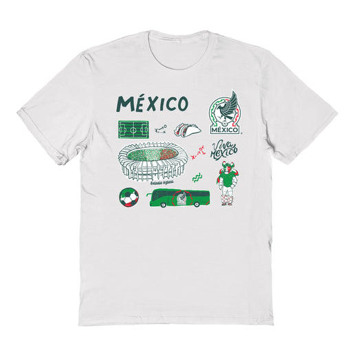 Mexico National Soccer Team Impressions Artwork White Youth Cotton T-Shirt