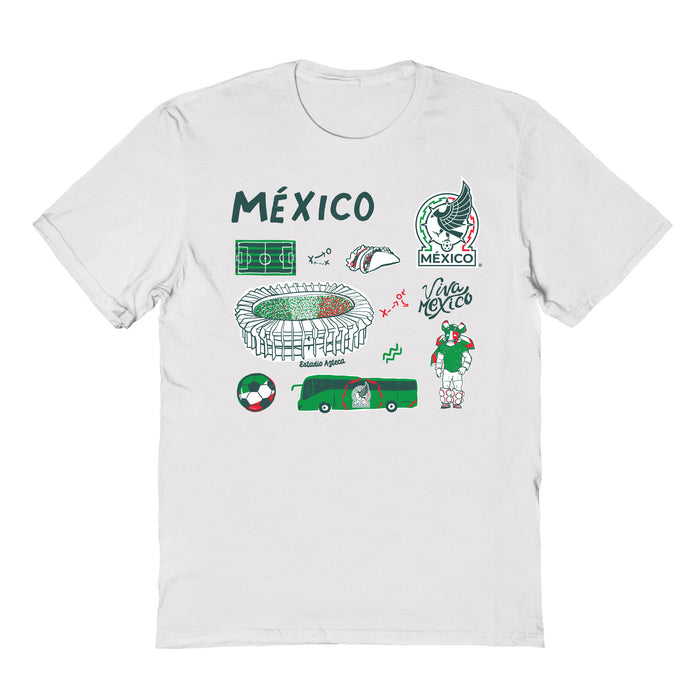 Mexico National Soccer Team Impressions Artwork White Youth Cotton T-Shirt