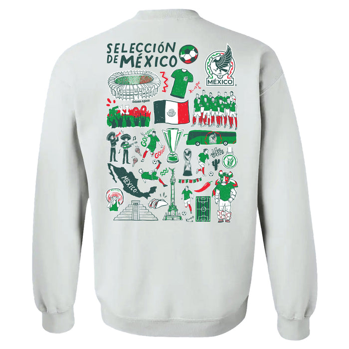 Mexico National Soccer Team Impressions Artwork Women Cotton Fleece Long Sleeve Crew Neck - Vive La Fête - Online Apparel Store
