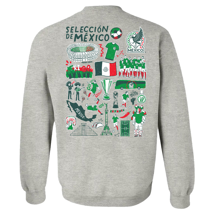 Mexico National Soccer Team Impressions Artwork Women Cotton Fleece Long Sleeve Crew Neck - Vive La Fête - Online Apparel Store