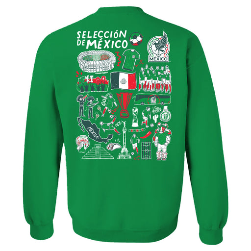 Mexico National Soccer Team Impressions Artwork Women Cotton Fleece Long Sleeve Crew Neck - Vive La Fête - Online Apparel Store