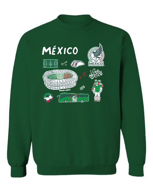 Mexico National Soccer Team Womens Green Cotton Crewneck Pullover Sweatshirt