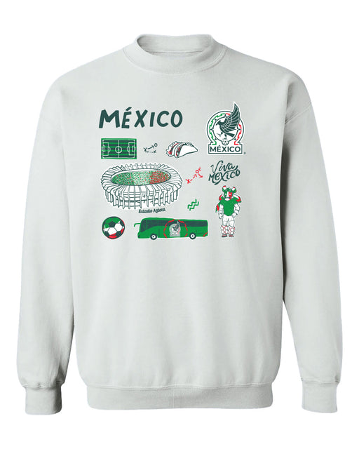 Mexico National Soccer Team Womens White Cotton Crewneck Pullover Sweatshirt