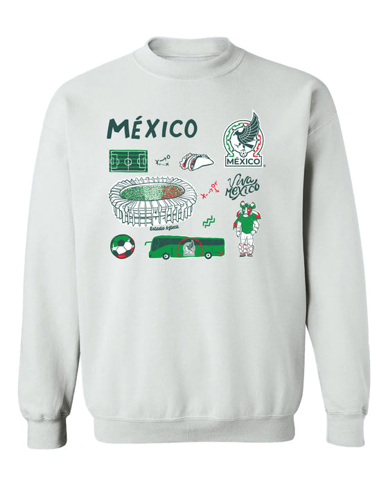 Mexico National Soccer Team Womens White Cotton Crewneck Pullover Sweatshirt