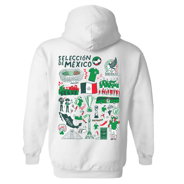 Mexico National Soccer Team Impressions Artwork Women Cotton Fleece Long Sleeve Hoodie - Vive La Fête - Online Apparel Store