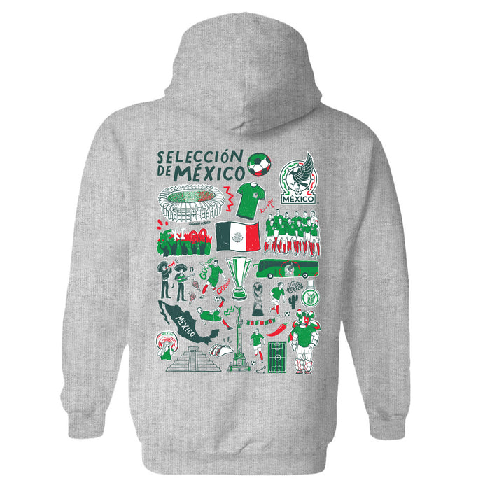 Mexico National Soccer Team Impressions Artwork Women Cotton Fleece Long Sleeve Hoodie - Vive La Fête - Online Apparel Store