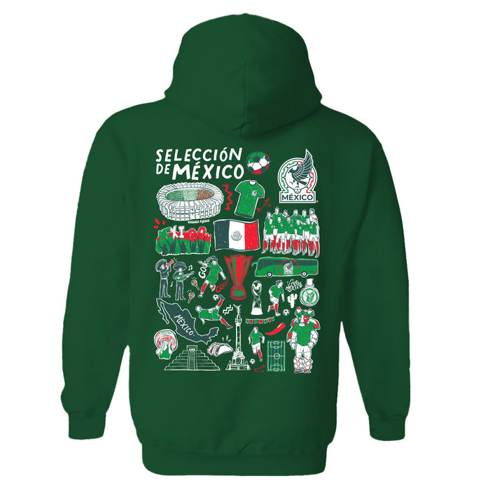 Mexico National Soccer Team Impressions Artwork Women Cotton Fleece Long Sleeve Hoodie - Vive La Fête - Online Apparel Store