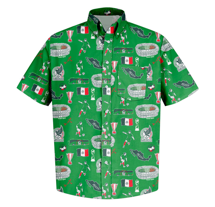 Mexico National Soccer Team Men Short Sleeve Button Down Shirt