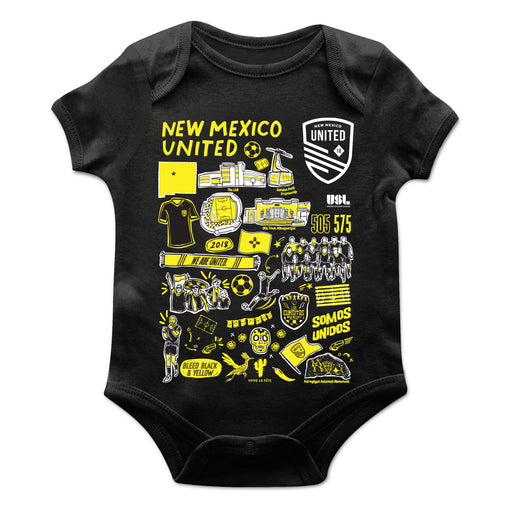 New Mexico United Cotton Short Sleeve Bodysuit Black Impressions Artwork
