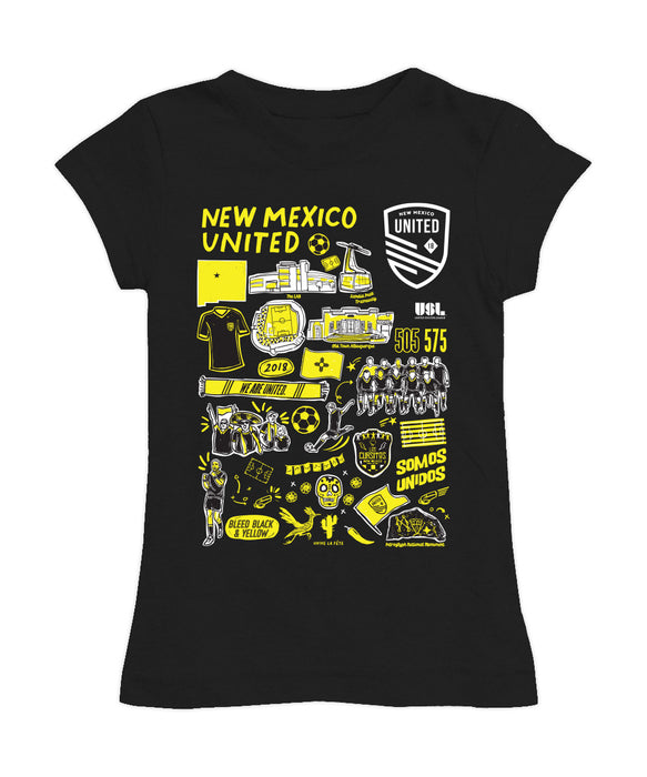 New Mexico United Girl´s Fitted Cotton T-shirt Black