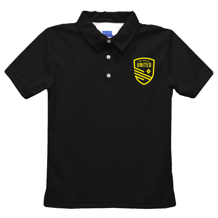 New Mexico United Boys Solid Black Short Sleeve Polo Shirt