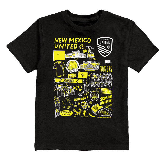 New Mexico United Impressions Artwork Black Youth Cotton T-Shirt