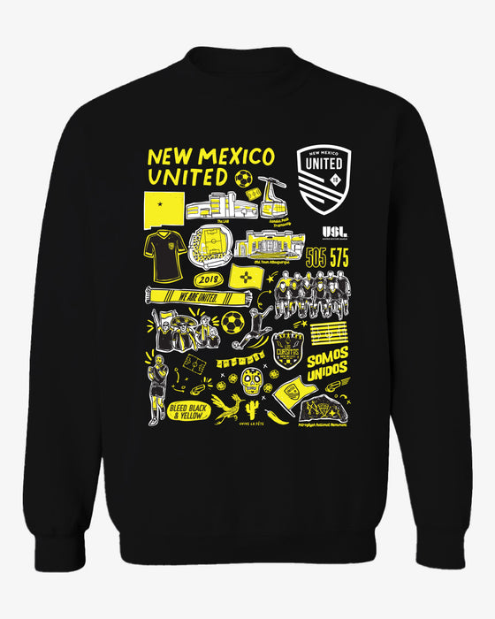 New Mexico United Cotton Crewneck Pullover Sweatshirt Black Womens