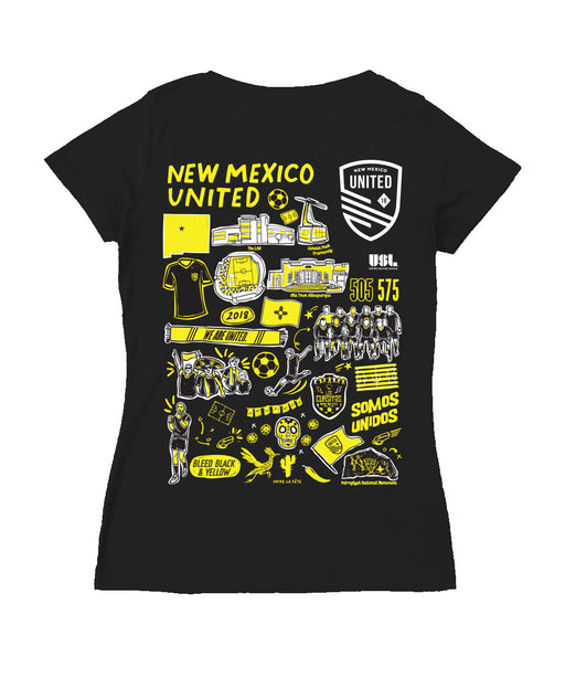 New Mexico United Women's V-neck Fitted Black Cotton T-Shirt - Vive La Fête - Online Apparel Store