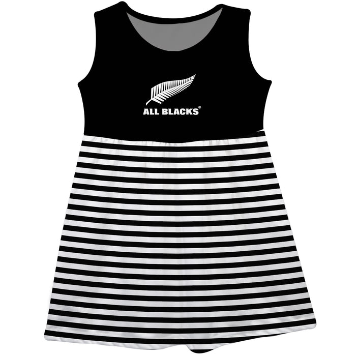 New Zealand Rugby Girls Sleeveless Stripes Black Tank Dress