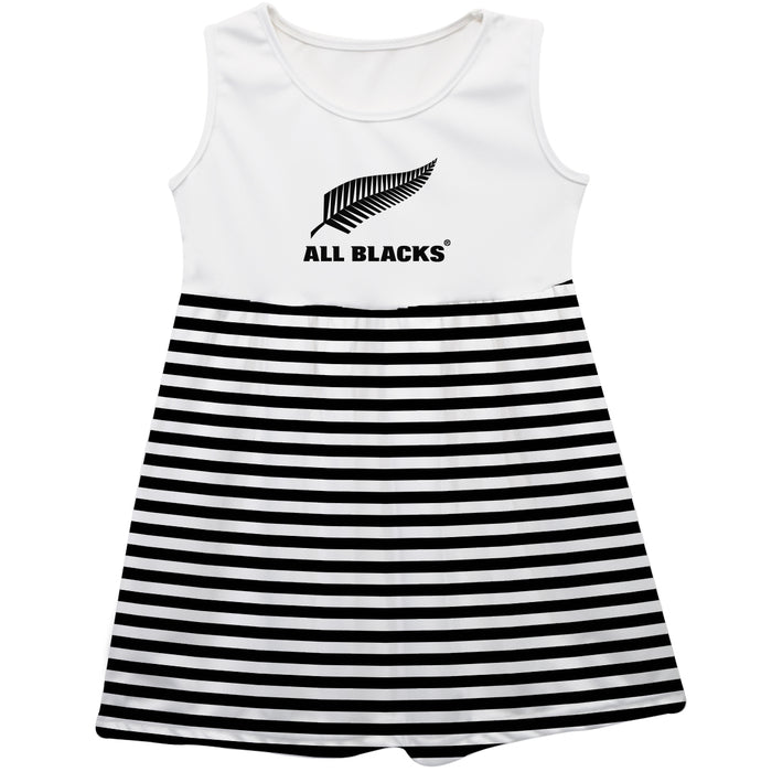 New Zealand Rugby Girls Sleeveless Stripes White Logo Stripes