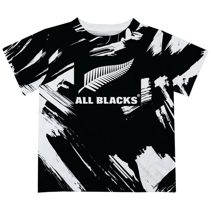 New Zealand Rugby Paint Brush Boys Game Day Black Short Sleeve Tee