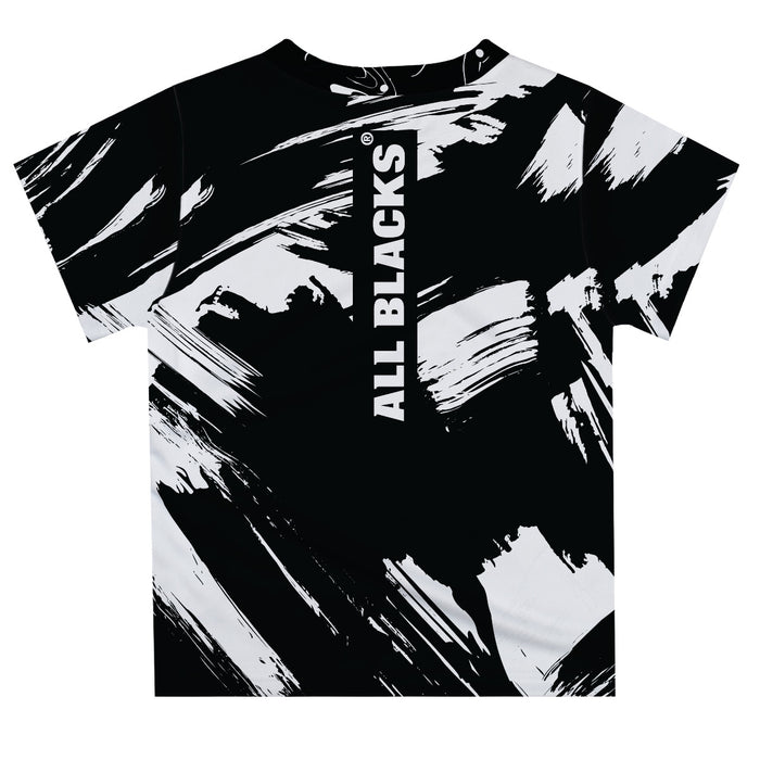 New Zealand Rugby Paint Brush Boys Game Day Black Short Sleeve Tee