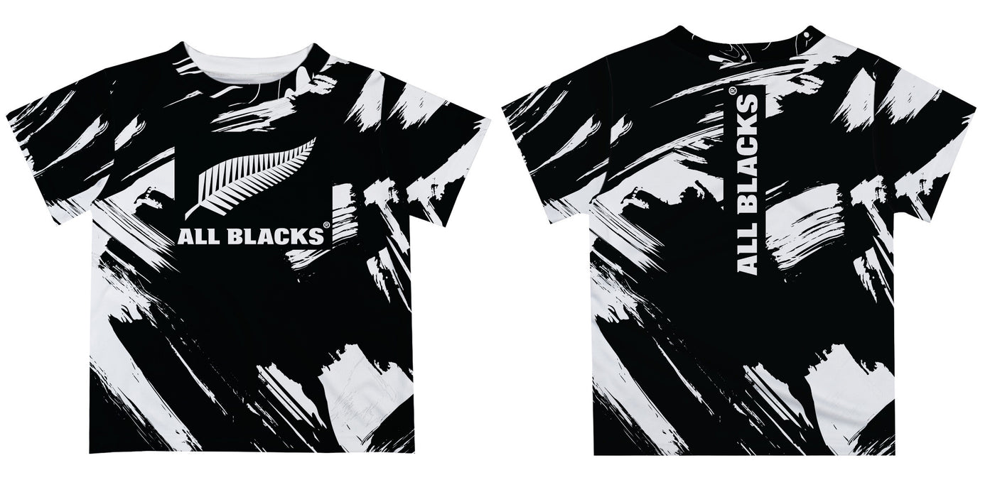 New Zealand Rugby Paint Brush Boys Game Day Black Short Sleeve Tee