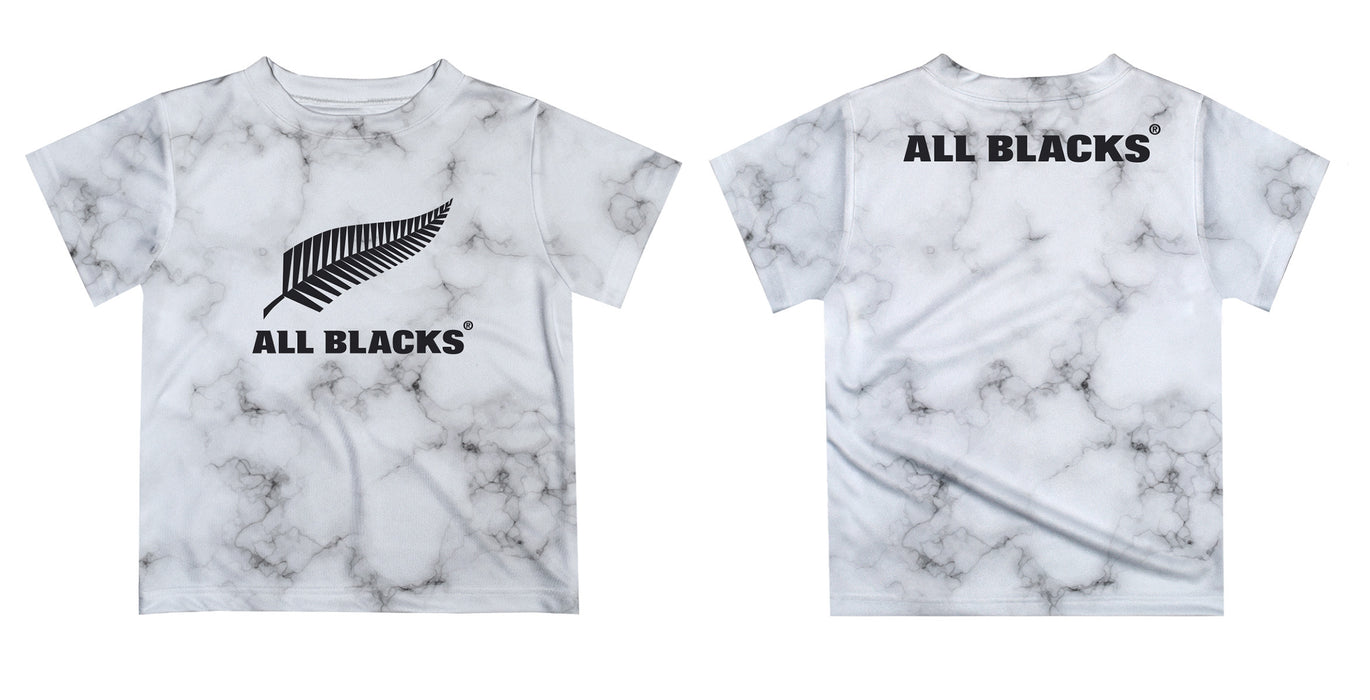 New Zealand Rugby Boys Game Day White Grunge Look Short Sleeve Tee