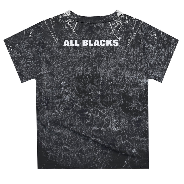New Zealand Rugby Boys Game Day Black Color Block Abstract Short Sleeve Tee