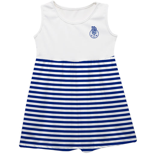 FC Porto Girls White Sleeveless Tank Dress Navy Stripes on Skirt