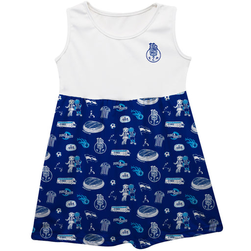 FC Porto Girls Repeat Print Impressions Navy Sleeveless Tank Dress