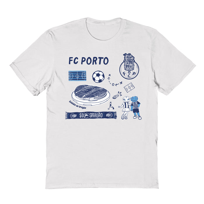 FC Porto Impressions Artwork White Youth Cotton T-Shirt