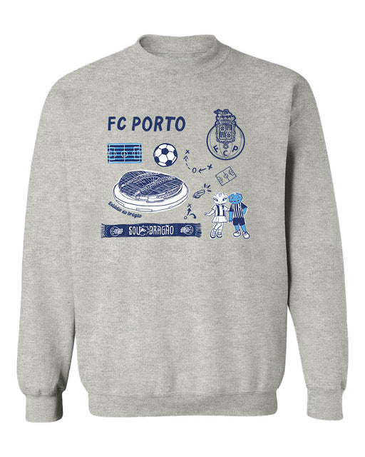 FC Porto Womens Grey Cotton Crewneck Pullover Sweatshirt