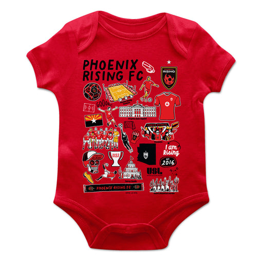 Phoenix Rising FC Cotton Short Sleeve Bodysuit Red Impressions Artwork