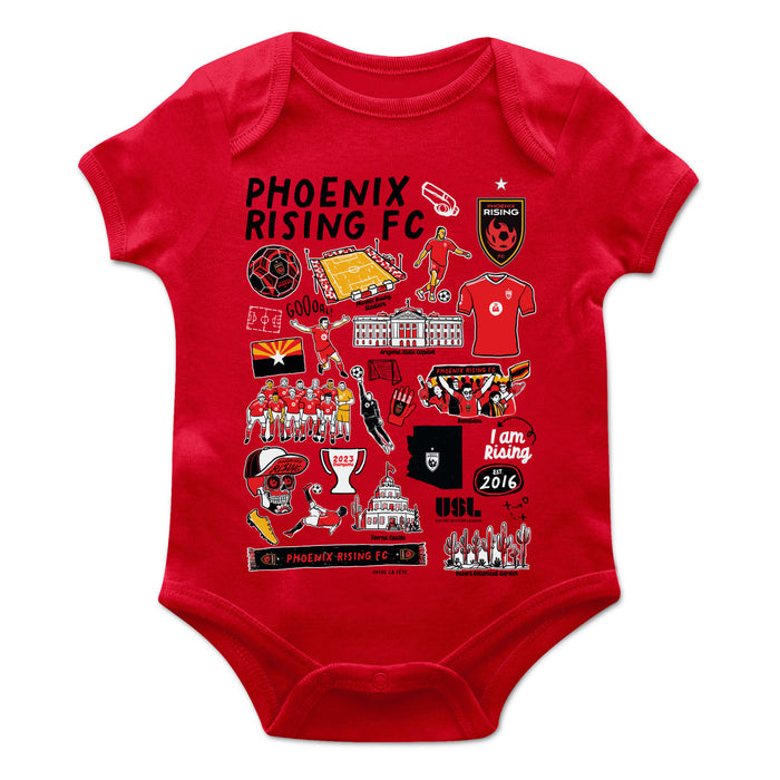 Phoenix Rising FC Cotton Short Sleeve Bodysuit Red Impressions Artwork