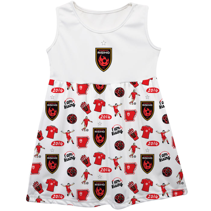 Phoenix Rising FC Repeat Print Impressions White Sleeveless Tank Dress