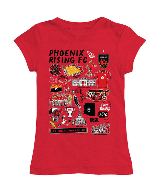 Phoenix Rising FC Girl´s Fitted Cotton T-shirt Red