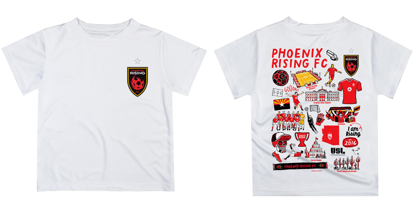 Phoenix Rising FC Impressions Artwork Boys White Short Sleeve Tee - Vive La Fête - Online Apparel Store