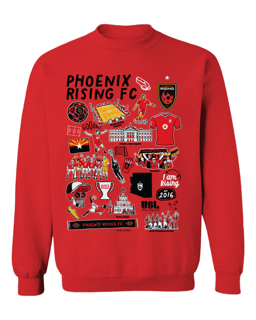 Phoenix Rising FC Cotton Crewneck Pullover Sweatshirt Red Womens